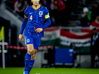 Netherlands defender Virgil van Dijk plays during the match between Hungary and the Netherlands at the Puskas Arena for the UEFA Nations Lea...