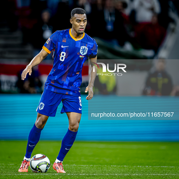 Netherlands midfielder Ryan Gravenberch plays during the match between Hungary and the Netherlands at the Puskas Arena for the UEFA Nations...