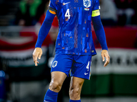 Netherlands defender Virgil van Dijk plays during the match between Hungary and the Netherlands at the Puskas Arena for the UEFA Nations Lea...