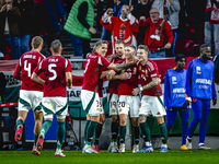 Hungary forward Roland Sallai scores the 1-0 and celebrates the goal during the match between Hungary and the Netherlands at the Puskas Aren...