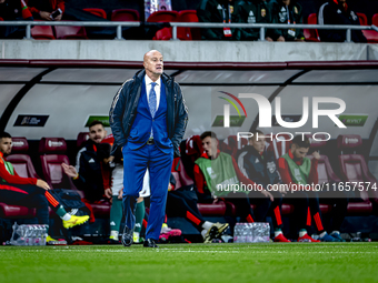 Hungary trainer Marco Rossi is present during the match between Hungary and the Netherlands at the Puskas Arena for the UEFA Nations League...