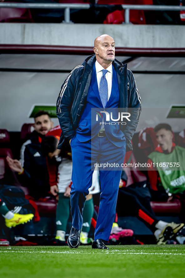 Hungary trainer Marco Rossi is present during the match between Hungary and the Netherlands at the Puskas Arena for the UEFA Nations League...