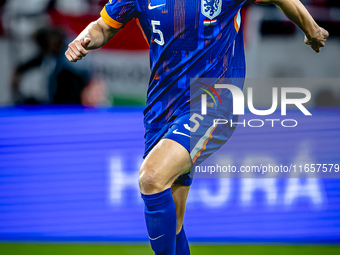 Netherlands defender Mickey van de Ven plays during the match between Hungary and the Netherlands at the Puskas Arena for the UEFA Nations L...