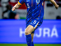 Netherlands defender Mickey van de Ven plays during the match between Hungary and the Netherlands at the Puskas Arena for the UEFA Nations L...