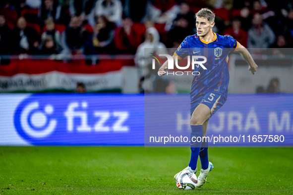 Netherlands defender Mickey van de Ven plays during the match between Hungary and the Netherlands at the Puskas Arena for the UEFA Nations L...