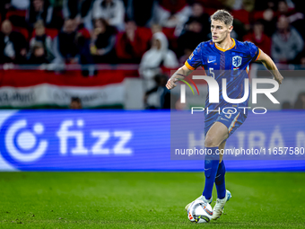 Netherlands defender Mickey van de Ven plays during the match between Hungary and the Netherlands at the Puskas Arena for the UEFA Nations L...