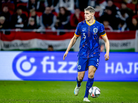 Netherlands defender Mickey van de Ven plays during the match between Hungary and the Netherlands at the Puskas Arena for the UEFA Nations L...