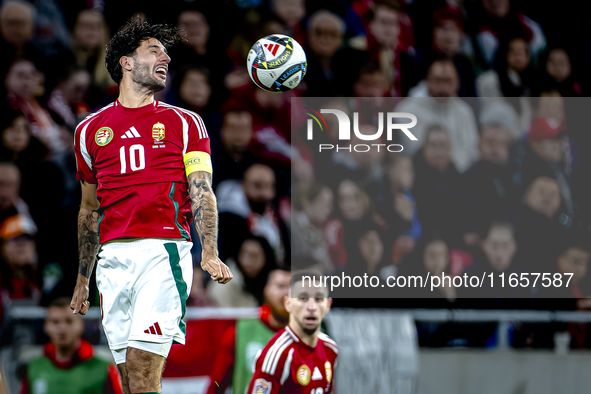 Hungary midfielder Dominik Szoboszlai plays during the match between Hungary and the Netherlands at the Puskas Arena for the UEFA Nations Le...