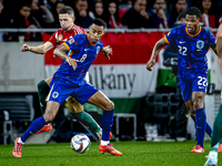 Netherlands midfielder Ryan Gravenberch plays during the match between Hungary and the Netherlands at the Puskas Arena for the UEFA Nations...