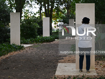 BAYEUX, FRANCE - OCTOBER 11: 
A view of the newly inaugurated memorial stele on October 10, honoring journalists who were killed in the line...