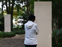 BAYEUX, FRANCE - OCTOBER 11: 
A view of the newly inaugurated memorial stele on October 10, honoring journalists who were killed in the line...