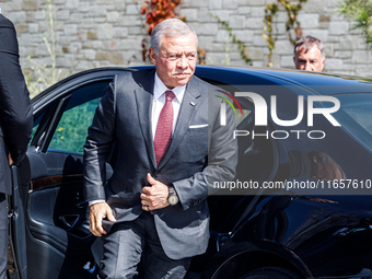 King of Jordan Abdullah II bin Al Hussein arrives at the event in Paphos, Cyprus, on October 11, 2024. The 11th Summit of the Southern EU Co...