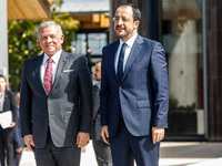 President of Cyprus Nikos Christodoulides welcomes King of Jordan Abdullah II bin Al Hussein in Paphos, Cyprus, on October 11, 2024. The 11t...