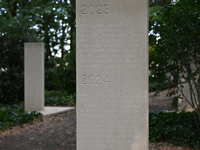 BAYEUX, FRANCE - OCTOBER 11: 
A view of the newly inaugurated memorial stele on October 10, honoring journalists who were killed in the line...