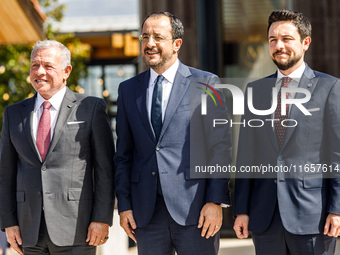 President of Cyprus Nikos Christodoulides welcomes King of Jordan Abdullah II bin Al Hussein in Paphos, Cyprus, on October 11, 2024. The 11t...