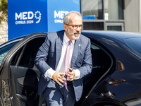 Portugal's Minister of Foreign Affairs, Paulo Rangel, arrives at the event in Paphos, Cyprus, on October 11, 2024. The 11th Summit of the So...