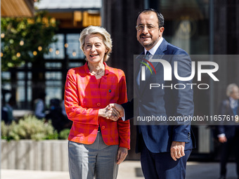 President of Cyprus Nikos Christodoulides welcomes President of the European Commission Ursula von der Leyen in Paphos, Cyprus, on October 1...