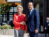 President of Cyprus Nikos Christodoulides welcomes President of the European Commission Ursula von der Leyen in Paphos, Cyprus, on October 1...