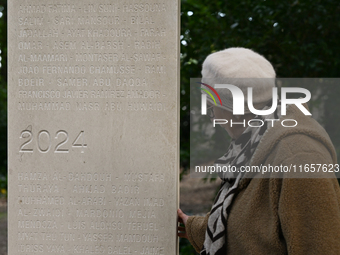 BAYEUX, FRANCE - OCTOBER 11: 
A view of the newly inaugurated memorial stele on October 10, honoring journalists who were killed in the line...