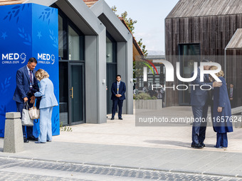 President of Cyprus Nikos Christodoulides welcomes Italy Prime Minister Giorgia Meloni in Paphos, Cyprus, on October 11, 2024. The 11th Summ...