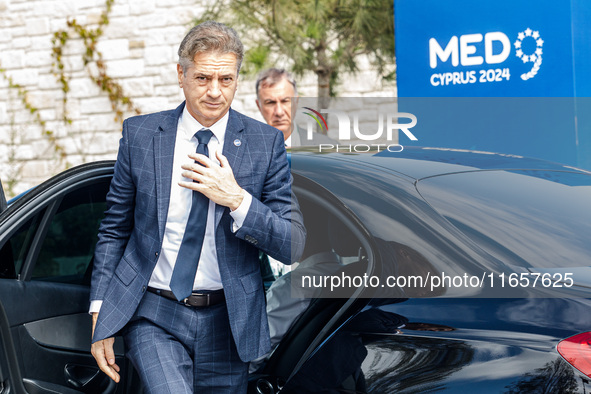 Slovenia Prime Minister Robert Golob arrives at the event in Paphos, Cyprus, on October 11, 2024. The 11th Summit of the Southern EU Countri...