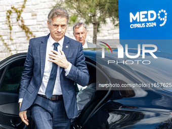 Slovenia Prime Minister Robert Golob arrives at the event in Paphos, Cyprus, on October 11, 2024. The 11th Summit of the Southern EU Countri...