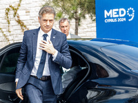 Slovenia Prime Minister Robert Golob arrives at the event in Paphos, Cyprus, on October 11, 2024. The 11th Summit of the Southern EU Countri...