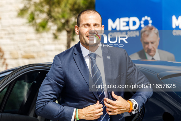 Malta Prime Minister Robert Abela arrives at the event in Paphos, Cyprus, on October 11, 2024. The 11th Summit of the Southern EU Countries...