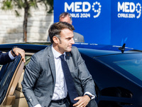 President of France Emmanuel Macron arrives at the event in Paphos, Cyprus, on October 11, 2024. The 11th Summit of the Southern EU Countrie...