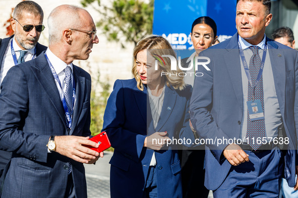 Italy Prime Minister Giorgia Meloni is seen during the summit in Paphos, Cyprus, on October 11, 2024. The 11th Summit of the Southern EU Cou...