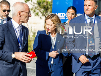 Italy Prime Minister Giorgia Meloni is seen during the summit in Paphos, Cyprus, on October 11, 2024. The 11th Summit of the Southern EU Cou...