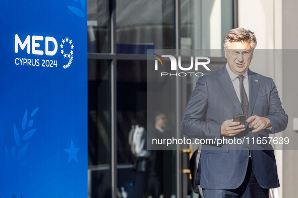 Prime Minister of Croatia Andrej Plenkovic is seen during the summit in Paphos, Cyprus, on October 11, 2024. The 11th Summit of the Southern...