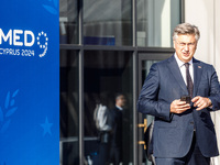 Prime Minister of Croatia Andrej Plenkovic is seen during the summit in Paphos, Cyprus, on October 11, 2024. The 11th Summit of the Southern...