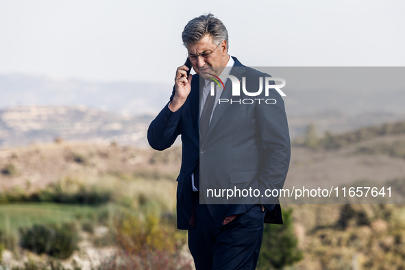 Prime Minister of Croatia Andrej Plenkovic is seen during the summit in Paphos, Cyprus, on October 11, 2024. The 11th Summit of the Southern...