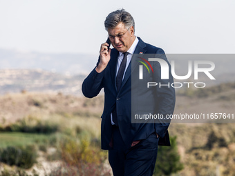 Prime Minister of Croatia Andrej Plenkovic is seen during the summit in Paphos, Cyprus, on October 11, 2024. The 11th Summit of the Southern...