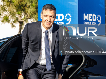 Spain Prime Minister Pedro Sanchez arrives at the summit in Paphos, Cyprus, on October 11, 2024. The 11th Summit of the Southern EU Countrie...