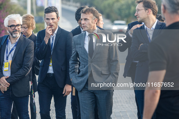 President of France Emmanuel Macron is seen during the summit in Paphos, Cyprus, on October 11, 2024. The 11th Summit of the Southern EU Cou...