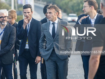 President of France Emmanuel Macron is seen during the summit in Paphos, Cyprus, on October 11, 2024. The 11th Summit of the Southern EU Cou...