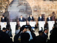 Heads of State and Government gather for the press conference in Paphos, Cyprus, on October 11, 2024. The 11th Summit of the Southern EU Cou...