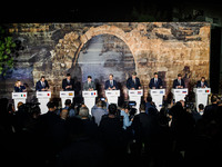 Heads of State and Government gather for the press conference in Paphos, Cyprus, on October 11, 2024. The 11th Summit of the Southern EU Cou...