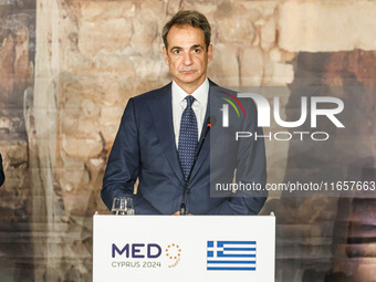 Greek Prime Minister Kyriakos Mitsotakis attends the press conference in Paphos, Cyprus, on October 11, 2024. The 11th Summit of the Souther...