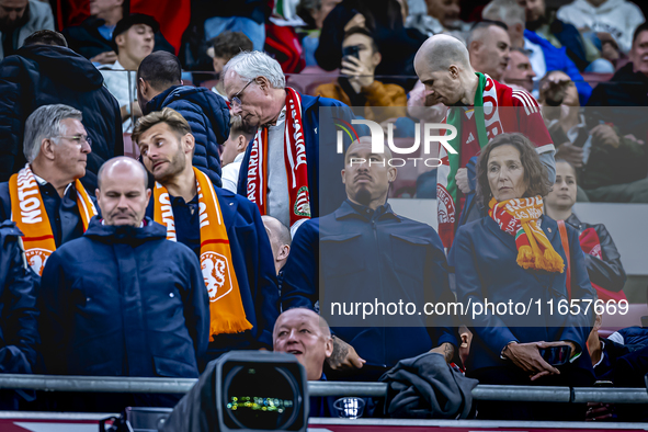 Marianne van Leeuwen and Nigel de Jong from the KNVB are present during the match between Hungary and the Netherlands at the Puskas Arena fo...