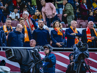 Marianne van Leeuwen and Nigel de Jong from the KNVB are present during the match between Hungary and the Netherlands at the Puskas Arena fo...