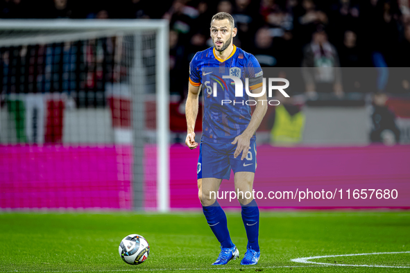 Netherlands defender Stefan de Vrij plays during the match between Hungary and the Netherlands at the Puskas Arena for the UEFA Nations Leag...