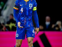 Netherlands defender Virgil van Dijk plays during the match between Hungary and the Netherlands at the Puskas Arena for the UEFA Nations Lea...