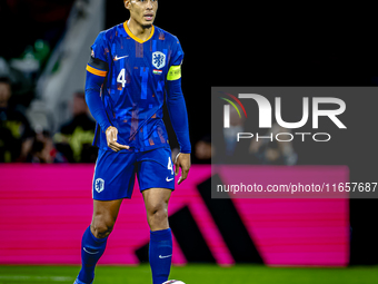 Netherlands defender Virgil van Dijk plays during the match between Hungary and the Netherlands at the Puskas Arena for the UEFA Nations Lea...