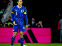 Netherlands defender Virgil van Dijk plays during the match between Hungary and the Netherlands at the Puskas Arena for the UEFA Nations Lea...