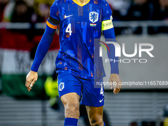 Netherlands defender Virgil van Dijk plays during the match between Hungary and the Netherlands at the Puskas Arena for the UEFA Nations Lea...