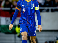 Netherlands defender Virgil van Dijk plays during the match between Hungary and the Netherlands at the Puskas Arena for the UEFA Nations Lea...