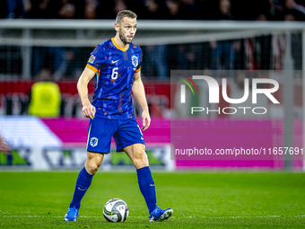 Netherlands defender Stefan de Vrij plays during the match between Hungary and the Netherlands at the Puskas Arena for the UEFA Nations Leag...